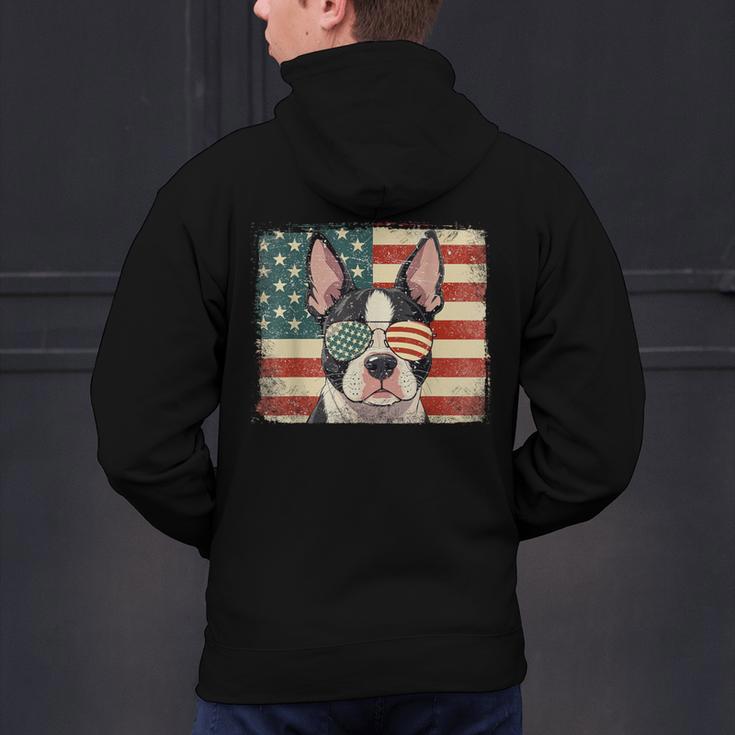 Patriotic Boston Terrier Dog Lover USA Flag 4th Of July For Men Women Kids Men's Hoodie Back Print, Patriotic Boston Terrier Hoodies, Boston Terrier 4th Of July Hoodies, gift for family, gift for coworker
