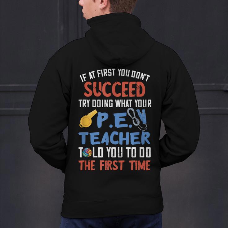 PE Teacher Succeed Sport Teacher School Fitness Gym Class Men Women Men's Hoodie Back Print, Pe Teacher Hoodies, gift for family, gift for coworker