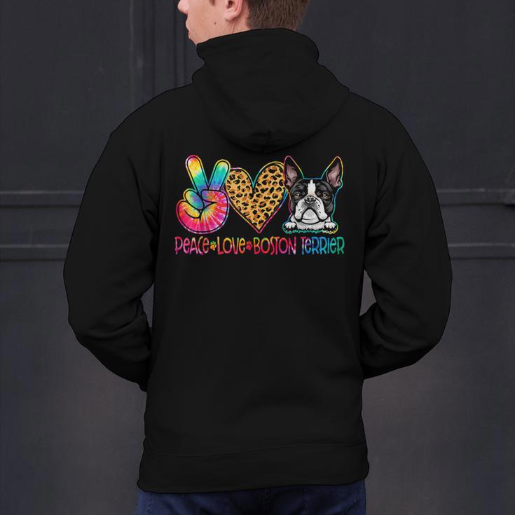 Peace Love Boston Terrier Tie Dye Dog Lover For Men Women Girls Kids Men's Hoodie Back Print, gift for family, gift for coworker