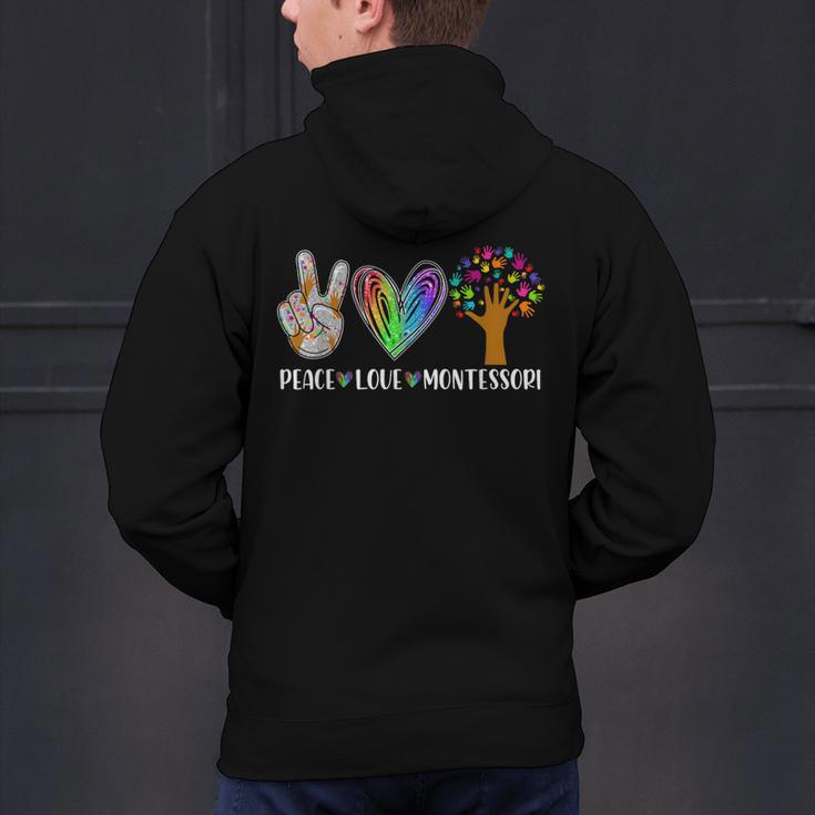 Peace Love Montessori Daycare Teacher Appreciation Men's Hoodie Back Print, gift for family, gift for coworker Peace Love Montessori Daycare Teacher Appreciation Men's Hoodie Back Print, gift for family, gift for coworker