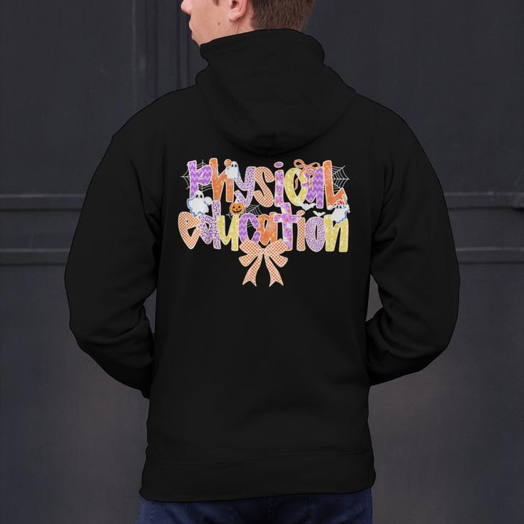 Physical Education Halloween Bow Checkered Teacher Ghost PE Men's Hoodie Back Print, Pe Teacher Hoodies, gift for family, gift for coworker Physical Education Halloween Bow Checkered Teacher Ghost PE Men's Hoodie Back Print, Pe Teacher Hoodies, gift for family, gift for coworker