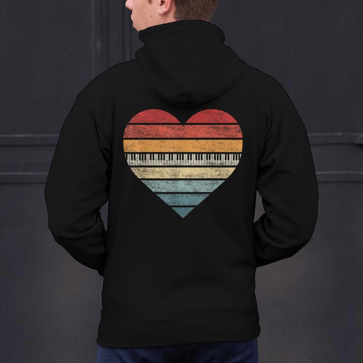 Pianist Retro Sunset Piano Keyboard Player Teacher Men's Hoodie Back Print, gift for family, gift for coworker