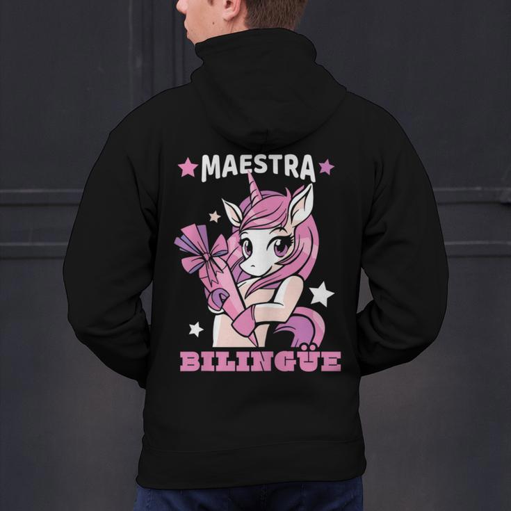 Pink Unicorn Spanish Teacher Regalos Para Bilingue Teacher Men's Hoodie Back Print, gift for family, gift for coworker Pink Unicorn Spanish Teacher Regalos Para Bilingue Teacher Men's Hoodie Back Print, gift for family, gift for coworker