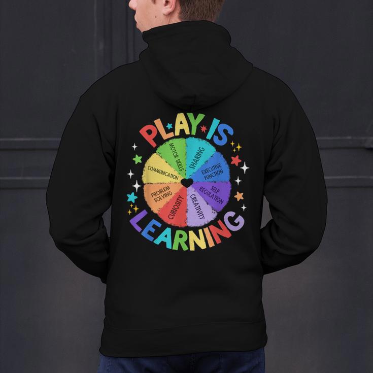 Play Is Learning Teacher Kindergarten For Men Women Kids Men's Hoodie Back Print, gift for family, gift for coworker