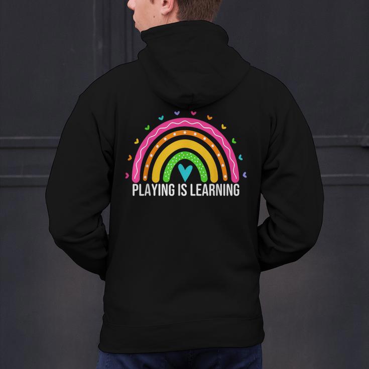 Playing Is Learning Early Childhood Education ECE Teacher Men's Hoodie Back Print, gift for family, gift for coworker Playing Is Learning Early Childhood Education ECE Teacher Men's Hoodie Back Print, gift for family, gift for coworker