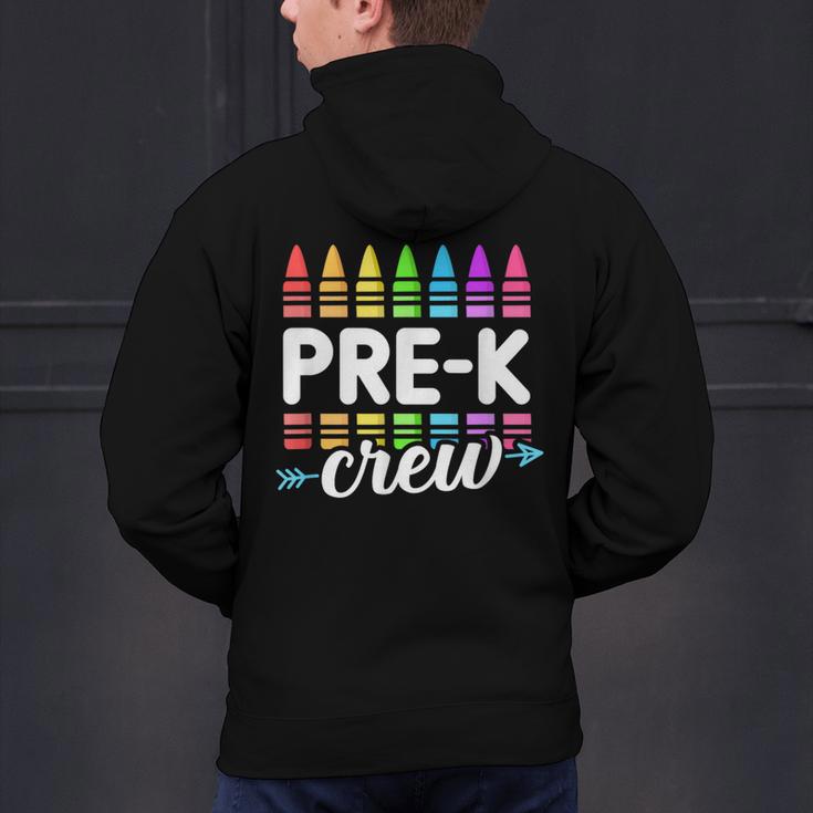 Pre-K Crew Teacher Team Squad Hello Back School Graduation Men's Hoodie Back Print, gift for family, gift for coworker