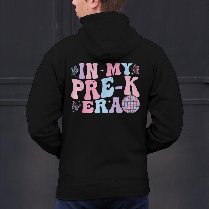 In My Pre K Era Groovy Back To School First Day Teacher Kids Men's Hoodie Back Print, Groovy Teacher Hoodies, gift for family, gift for coworker