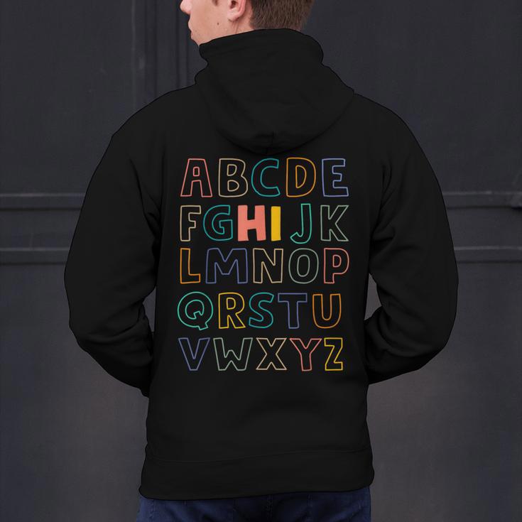 Pre K Kindergarten Hi Alphabet Back To School Teachers Men Women Girls Kids Men's Hoodie Back Print, gift for family, gift for coworker
