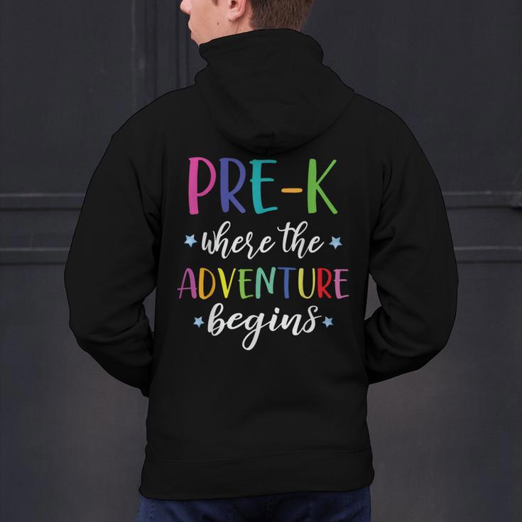 Pre-K Teacher Adventure Begins First Day Preschool Teachers Men's Hoodie Back Print, gift for family, gift for coworker Pre-K Teacher Adventure Begins First Day Preschool Teachers Men's Hoodie Back Print, gift for family, gift for coworker