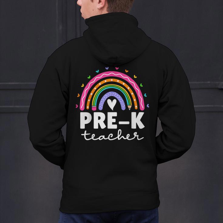 Pre-K Teacher Cute Pre Kindergarten For Teachers Rainbow For Men Women Kids Men's Hoodie Back Print, gift for family, gift for coworker