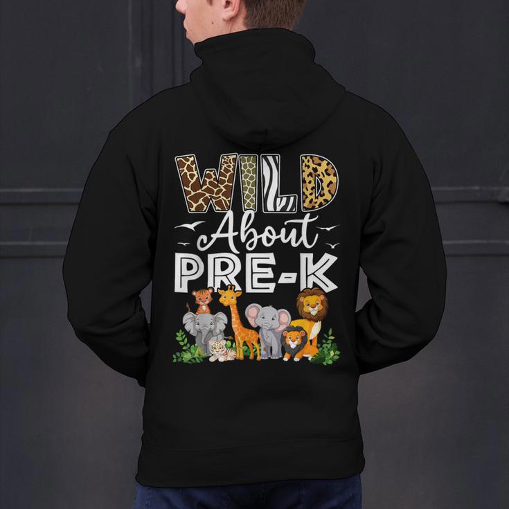 Pre-k Teacher Kids Back To School Wild About Pre-k Men's Hoodie Back Print, gift for family, gift for coworker
