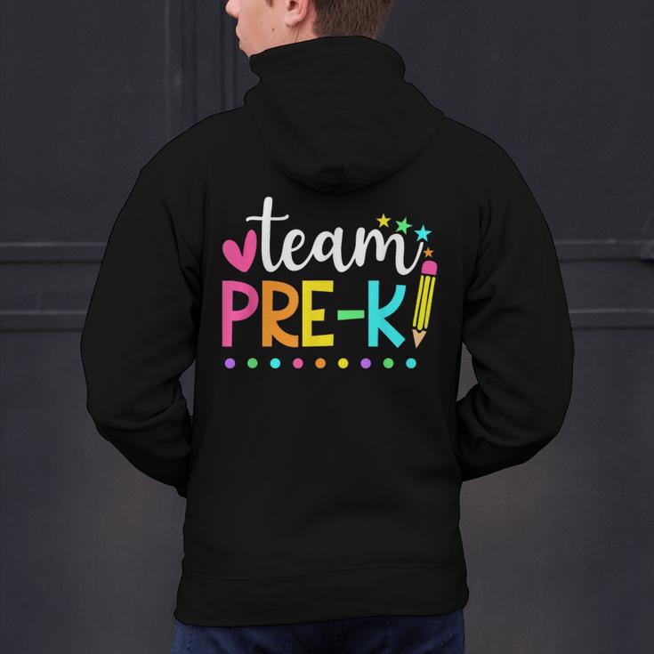 Pre-k Team Pencil Teacher Student Back To School Girls Men's Hoodie Back Print, gift for family, gift for coworker Pre-k Team Pencil Teacher Student Back To School Girls Men's Hoodie Back Print, gift for family, gift for coworker