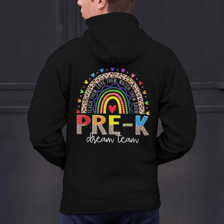 PreK Dream Team Leopard Rainbow Teacher Squad Back To School Men's Hoodie Back Print, gift for family, gift for coworker PreK Dream Team Leopard Rainbow Teacher Squad Back To School Men's Hoodie Back Print, gift for family, gift for coworker