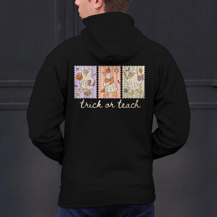 Preppy Goose Teacher Trick Or Teach Halloween Teacher Goose Men's Hoodie Back Print, gift for family, gift for coworker Preppy Goose Teacher Trick Or Teach Halloween Teacher Goose Men's Hoodie Back Print, gift for family, gift for coworker