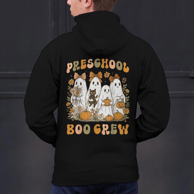 Preschool Boo Crew Halloween Teacher Ghost Costume Matching Men's Hoodie Back Print, gift for family, gift for coworker