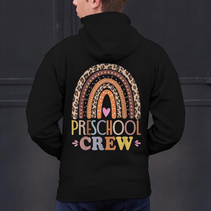 Preschool Crew Cute Leopard Rainbow Back To School Teachers Men's Hoodie Back Print, gift for family, gift for coworker Preschool Crew Cute Leopard Rainbow Back To School Teachers Men's Hoodie Back Print, gift for family, gift for coworker