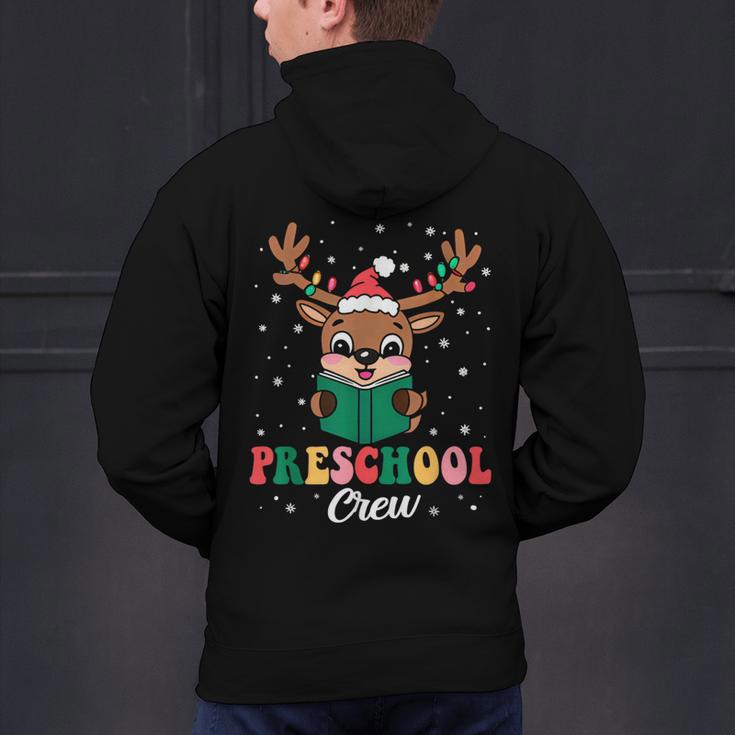 Preschool Crew Xmas Reindeer Teacher Student Christmas Men's Hoodie Back Print, gift for family, gift for coworker