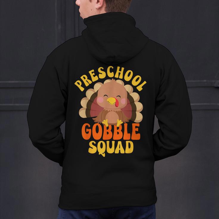 Preschool Gobble Squad Cute Turkey Thanksgiving Teacher Men's Hoodie Back Print, gift for family, gift for coworker Preschool Gobble Squad Cute Turkey Thanksgiving Teacher Men's Hoodie Back Print, gift for family, gift for coworker