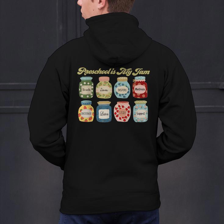 Preschool Is My Jam Retro Preschool Teacher Back To School Men's Hoodie Back Print, gift for family, gift for coworker