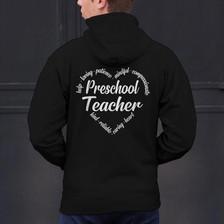 Preschool Teacher Heart Word Cloud Men's Hoodie Back Print, gift for family, gift for coworker Preschool Teacher Heart Word Cloud Men's Hoodie Back Print, gift for family, gift for coworker
