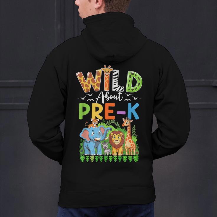 Preschool Teacher Kids Back To School Wild About Pre-K Men's Hoodie Back Print, gift for family, gift for coworker