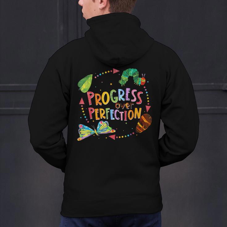 Progress Over Perfection Caterpillar Teacher Back To School Men's Hoodie Back Print, gift for family, gift for coworker Progress Over Perfection Caterpillar Teacher Back To School Men's Hoodie Back Print, gift for family, gift for coworker