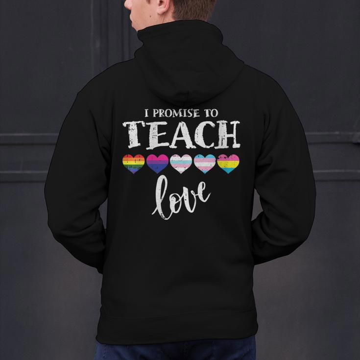 I Promise To Teach Love LGBT-Q Pride Proud Ally Teacher Men's Hoodie Back Print, gift for family, gift for coworker I Promise To Teach Love LGBT-Q Pride Proud Ally Teacher Men's Hoodie Back Print, gift for family, gift for coworker