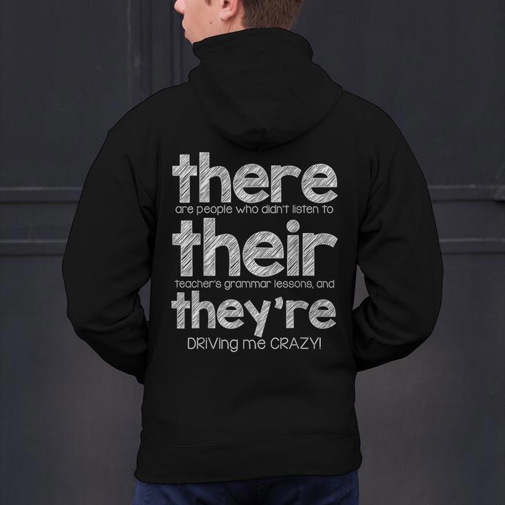 There Their They'Re English Grammar Teacher Humor Men's Hoodie Back Print, English Teacher Hoodies, gift for family, gift for coworker