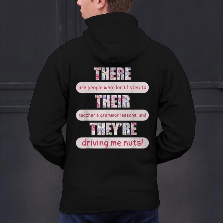 There Their They'Re Teacher English Grammar Police Men's Hoodie Back Print, English Teacher Hoodies, gift for family, gift for coworker