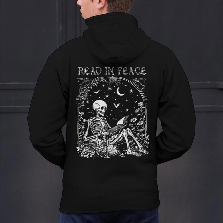 Read In Peace Skeleton Reading Teacher Spooky Halloween Men's Hoodie Back Print, gift for family, gift for coworker Read In Peace Skeleton Reading Teacher Spooky Halloween Men's Hoodie Back Print, gift for family, gift for coworker