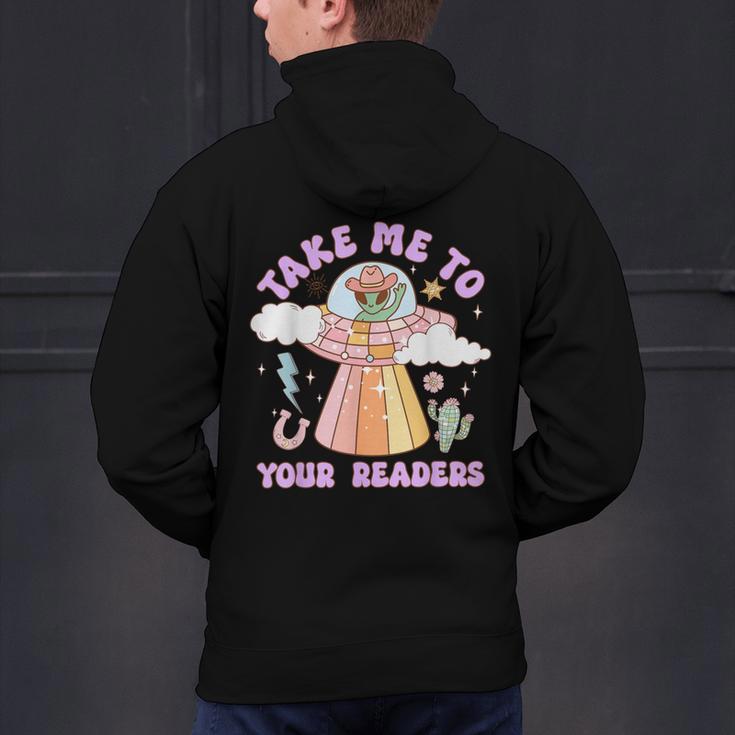 Take Me To Your Readers Alien Teacher Halloween Literacy Men's Hoodie Back Print, gift for family, gift for coworker Take Me To Your Readers Alien Teacher Halloween Literacy Men's Hoodie Back Print, gift for family, gift for coworker
