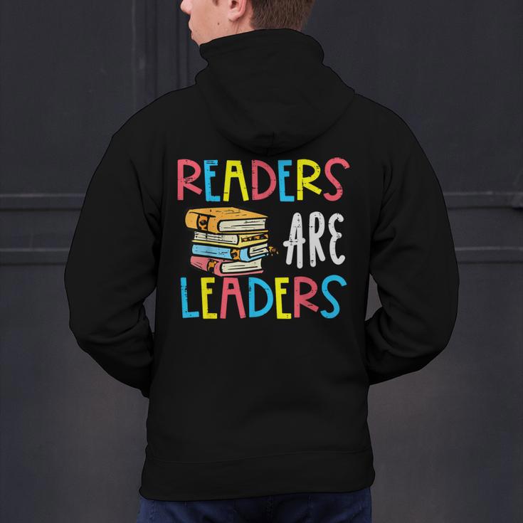 Readers Are Leaders Reading Book Lover Teacher Women Men Kid Men's Hoodie Back Print, gift for family, gift for coworker