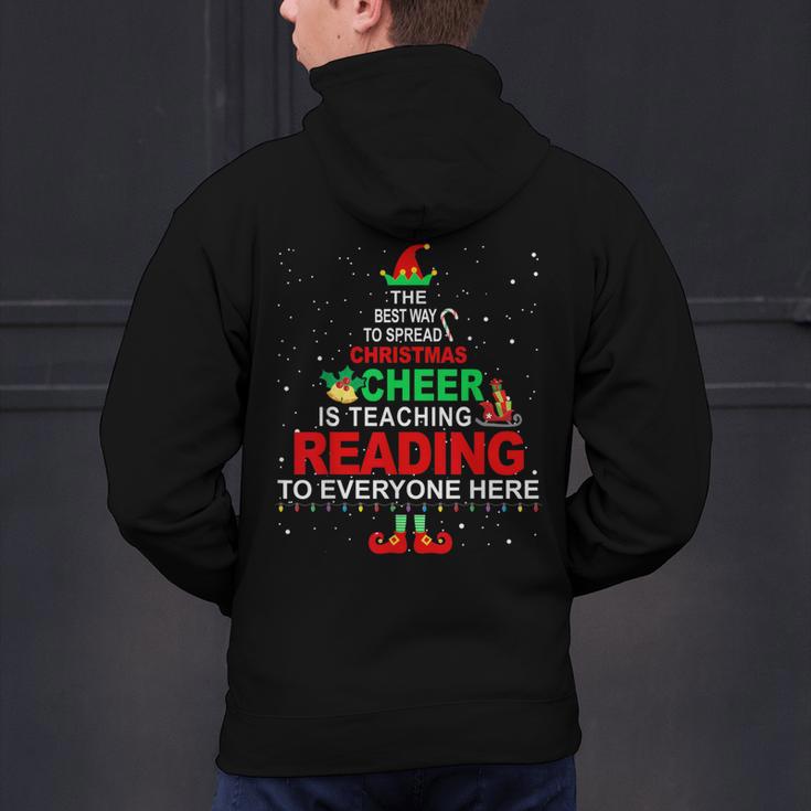 Reading Teacher Christmas Shirt Elf Christmas Cheer For Men Women Men's Hoodie Back Print, gift for family, gift for coworker Reading Teacher Christmas Shirt Elf Christmas Cheer For Men Women Men's Hoodie Back Print, gift for family, gift for coworker