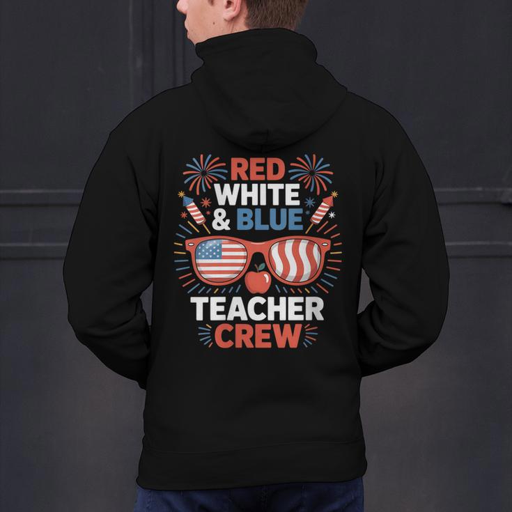 Red & Blue Teacher Crew Shirt 4th Of July Sunglasses Men's Hoodie Back Print, gift for family, gift for coworker Red & Blue Teacher Crew Shirt 4th Of July Sunglasses Men's Hoodie Back Print, gift for family, gift for coworker
