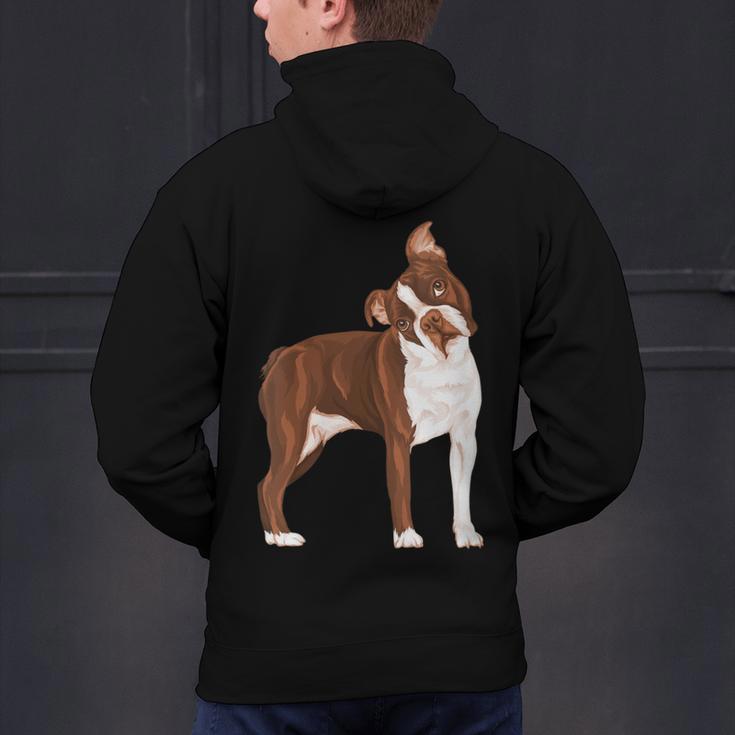 Red Boston Terrier Dog Men's Hoodie Back Print, gift for family, gift for coworker