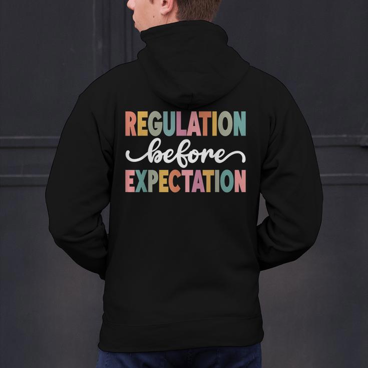 Regulation Before Expectation Cute ABA SPED Teacher Therapy Men's Hoodie Back Print, gift for family, gift for coworker Regulation Before Expectation Cute ABA SPED Teacher Therapy Men's Hoodie Back Print, gift for family, gift for coworker
