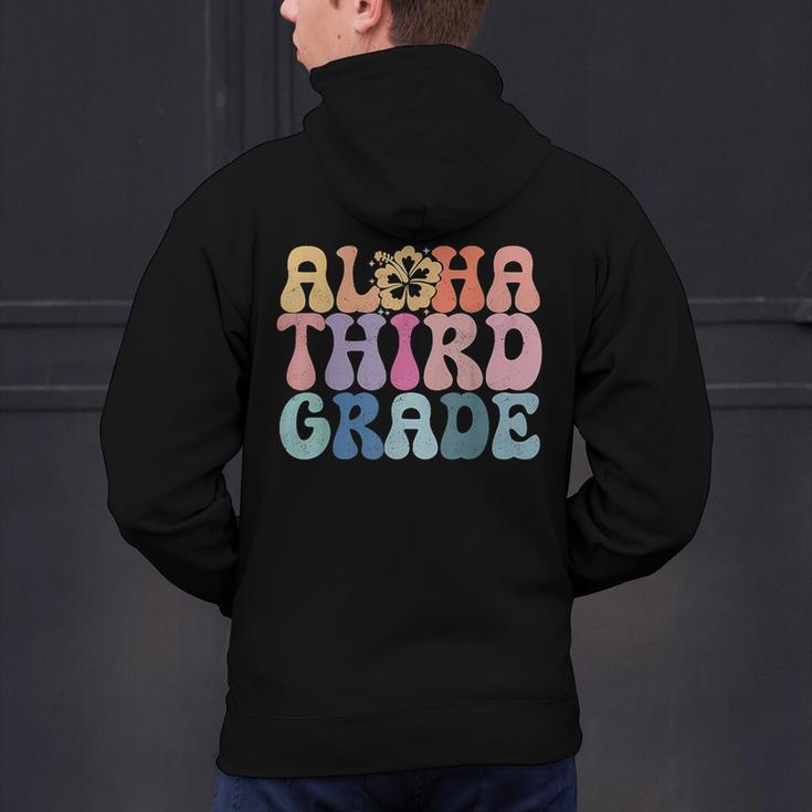 Retro Aloha Third Grade Teacher Summer Vacation Beach Hawaii Men's Hoodie Back Print, gift for family, gift for coworker Retro Aloha Third Grade Teacher Summer Vacation Beach Hawaii Men's Hoodie Back Print, gift for family, gift for coworker