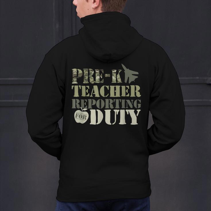 Retro Back To School Women Old Camo Pre-K Teacher Men's Hoodie Back Print, gift for family, gift for coworker