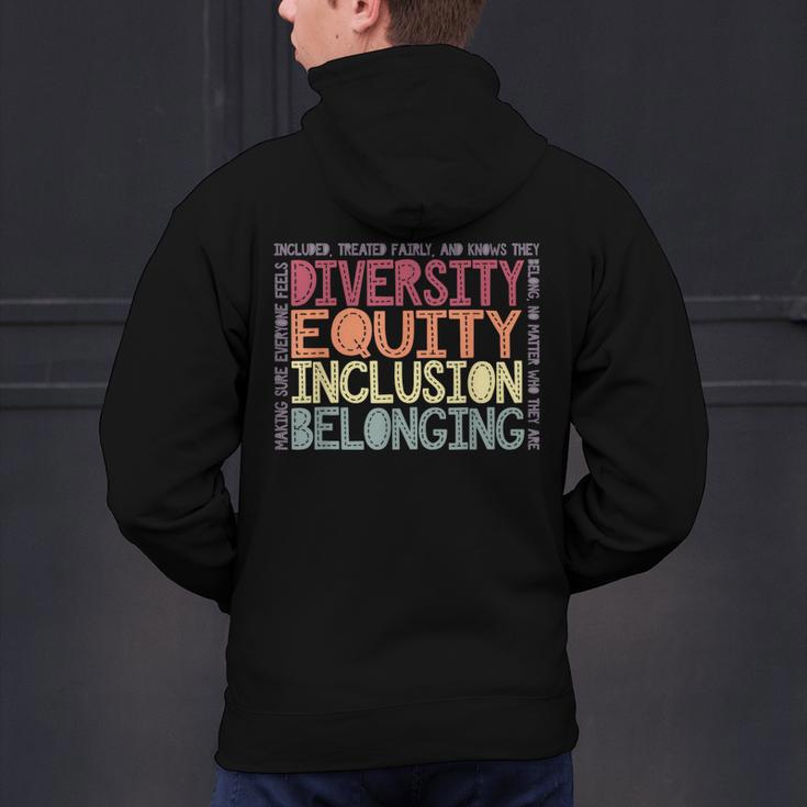 Retro Diversity Equity Inclusion Belonging DEIB Teacher Men's Hoodie Back Print, gift for family, gift for coworker