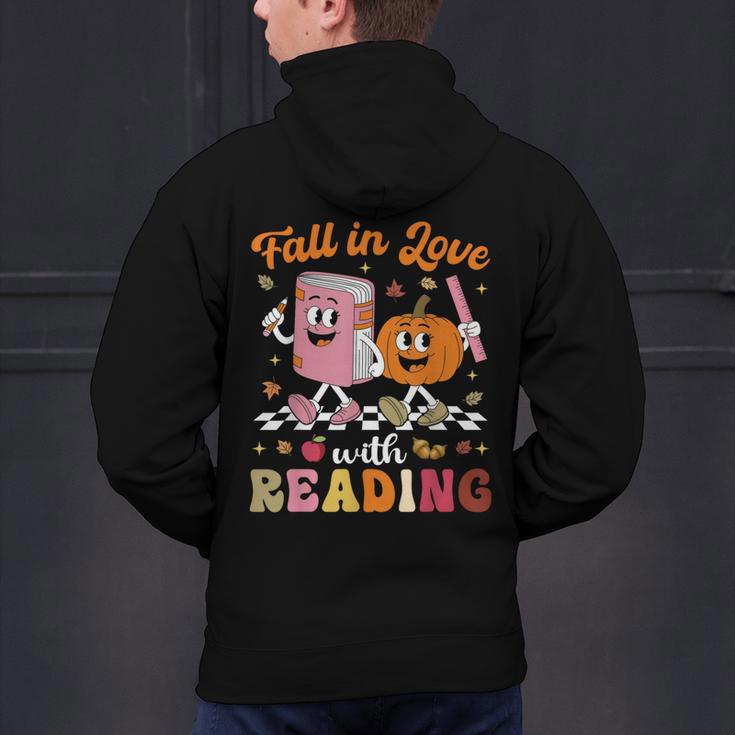 Retro Fall In Love With Learning Pumpkin Autumn Teacher Men's Hoodie Back Print, gift for family, gift for coworker Retro Fall In Love With Learning Pumpkin Autumn Teacher Men's Hoodie Back Print, gift for family, gift for coworker