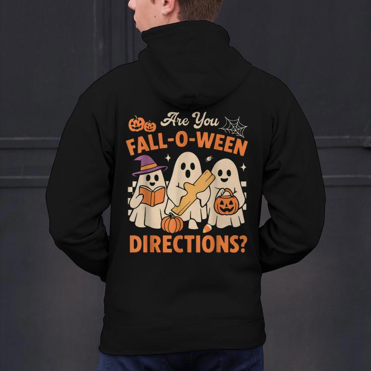Retro Are You Fall O Ween Directions Ghost Teacher Spooky Men's Hoodie Back Print, gift for family, gift for coworker