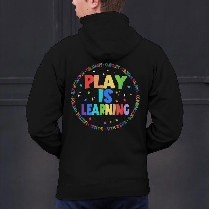 Retro Play Is Learning Teacher Back To School Men's Hoodie Back Print, gift for family, gift for coworker