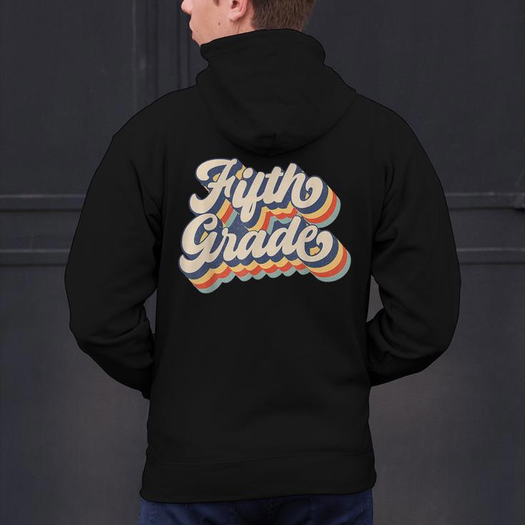 Retro Sunset Fifth Grade Teacher & Student Back To School Men's Hoodie Back Print, gift for family, gift for coworker Retro Sunset Fifth Grade Teacher & Student Back To School Men's Hoodie Back Print, gift for family, gift for coworker