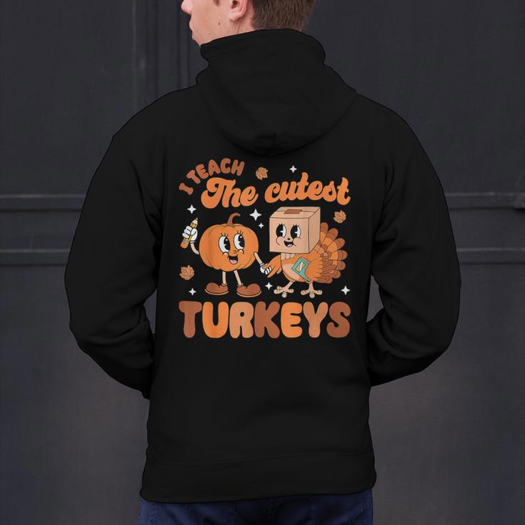 Retro I Teach The Cutest Turkey Thanksgiving Pumpkin Teacher Men's Hoodie Back Print, gift for family, gift for coworker Retro I Teach The Cutest Turkey Thanksgiving Pumpkin Teacher Men's Hoodie Back Print, gift for family, gift for coworker
