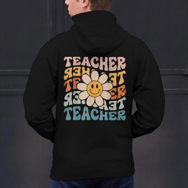 Retro Teacher Daisy Colorful Elementary School Teacher Men's Hoodie Back Print, gift for family, gift for coworker Retro Teacher Daisy Colorful Elementary School Teacher Men's Hoodie Back Print, gift for family, gift for coworker