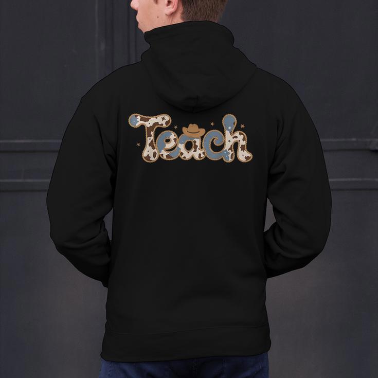 Retro Teacher Western Country Cowboy Cowgirl Back To School Men's Hoodie Back Print, gift for family, gift for coworker