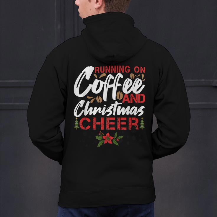 Running On Coffee And Christmas Cheer Lover Teacher For Men Women Kids Men's Hoodie Back Print, gift for family, gift for coworker