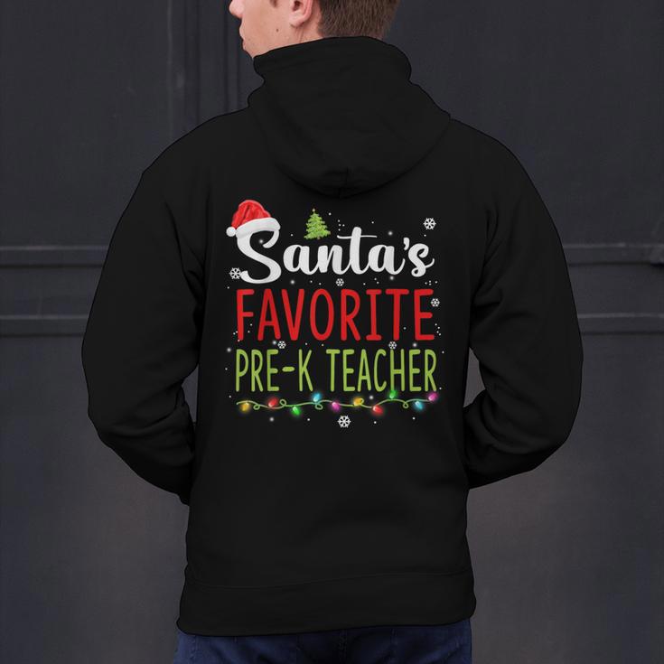 Santa's Favorite Pre-K Teacher Christmas Santa Hat Lights For Men Women Kids Men's Hoodie Back Print, gift for family, gift for coworker