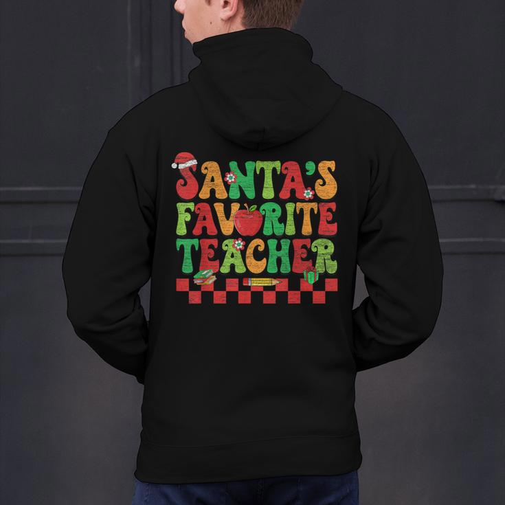 Santas Favorite Teacher Retro Groovy Christmas Xmas Women Men's Hoodie Back Print, Groovy Teacher Hoodies, gift for family, gift for coworker Santas Favorite Teacher Retro Groovy Christmas Xmas Women Men's Hoodie Back Print, Groovy Teacher Hoodies, gift for family, gift for coworker