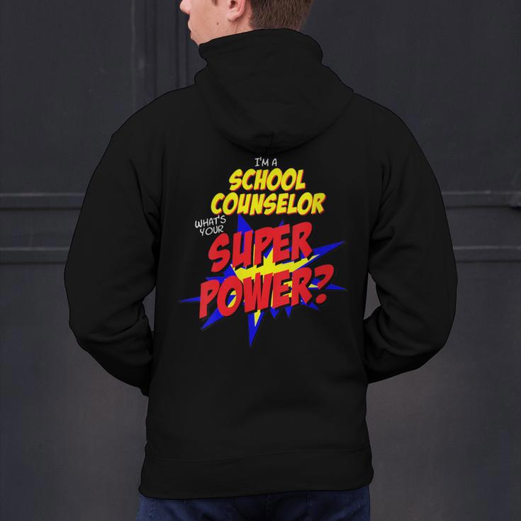 School Counselor Teacher Superhero Superpower Comic Book Men's Hoodie Back Print, gift for family, gift for coworker